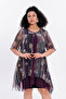 Women's Plus Size Patterned Blouse Tulle Fabric Inner Lining Modern Stylish Short Sleeve Blouse Ng5023 - 3