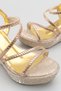 Gold Stone Filled Sole Women's Heeled Shoes -730 - 3