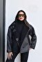 Women's Suede Leather Plush Lined Oversized Model Coat Jacket - 2