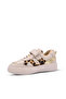 Goldia Girl's Genuine Leather Leopard Pattern Detailed Beige Casual Shoes - 5