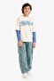 100% Cotton Oversize Wide Fit Crew Neck Printed Long Sleeve T-Shirt Boys G6322A826Sp - 4