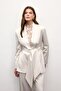 Belted Satin Jacket - Stone - 6