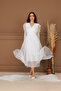 Square Neck Maxi Height Stone Detail PERA White Dress - 2