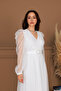 Square Neck Maxi Height Stone Detail PERA White Dress - 5