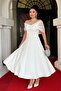 Crepe Fabric Stone Detailed Midi Dress - White - 2