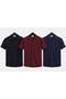 Set of 3 Men's Plain Short-Sleeved Waffle Shirts Slim Fit Slim Fit Cotton