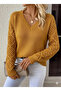 Women Sleeve Patterned Knit Sweater - 2