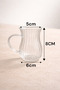 Set of 8 200 ml Borosilicate Glass Cups with Handles and Line Patterned Diamond Glass, Heat Resistant Transparent Kw-728 - 4