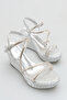 Modern Silver Stone Stylish Women's Wedge Heel Shoes - 6
