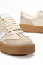 Women's Lace-Up Flat Thick Sole Sneakers Beige - 4