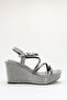 Modern Platinum Stone Stylish Women's Wedge Heel Shoes - 5