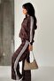 Women's Digital Printed Scuba Fabric Cardigan with White Stripe Detail on the Side - Bottom Set - 6