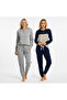Women's Cotton Collared Buttoned Pocketed Gift Bundle and Dowry Set, 2 Pieces, 2-Piece Top and Bottom Pajama Set