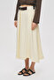 Women's Belted and Pleated Solid Color Midi Skirt - 4