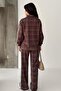Women's Digital Printed Scuba Fabric Cardigan with White Stripe Detail on the Side - Bottom Set - 8
