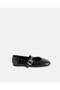 Women Black Textured Croc Ballerina