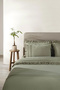 Adelya Green Double 100% Organic Cotton Linen Duvet Cover Set