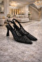 ✨   Stone Detailed Mesh Women's Heeled Shoes (White, Black, Cream) – Elegant Design - 2