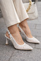 ✨   Stone Detailed Mesh Women's Heeled Shoes (White, Black, Cream) – Elegant Design