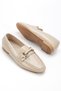 Women's Beige Shiny Leather Buckle Detailed Lightweight Orthopedic Ballerinas - 2