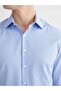 Blue Slim Fit Patterned Gabardine Men's Shirt (S6) - 3