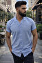 Slim Fit Short Sleeve Lapel Collar Summer Men's Shirt - 2