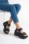 Haliveva Black Multi-Colored Women's Daily Orthopedic Sole Comfortable Ergonomic Lightweight Stylish Velcro Adjustable Buckle Sandals