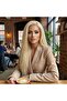 Real Front Lace Straight Platinum Tulle Wig - 60-65cm