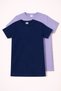 Unisex Children's Crew Neck Short Sleeve Standard Fit 2-Pack Dark Blue-Lila Color Children's T-Shirt