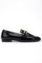 Women's Black Shiny Leather Buckle Detailed Lightweight Orthopedic Ballerinas - 4