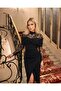 Imported Crepe Fabric Lace Detail Bow-Tied Slit Lined Custom Design Dress