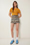 Patterned Mini Knitted Skirt Lze0017 Beige Blue