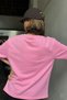 Women's Oversize T-Shirt Cozy Bear Printed Pink – 100% Cotton Compact Single Jersey 24/1 - 2