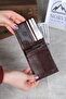 Horizontal Genuine Leather Wallet with Snap Fasteners and Zipper for Coins 1307