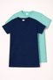 Unisex Children's Crew Neck Short Sleeve Standard Fit 2-Pack Package Navy Blue-Turquoise Color Children's T-Shirt