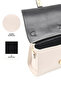 Wrinkled Textured Cream Shk308 Faux Leather Single Compartment, Hand, Arm and Shoulder Bag with Snap Fasteners - 5
