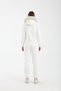 Women's Ecru Hooded Sweatshirt with Fur (Removable) and Zipper, Sweatshirt and Sweatpants Set - 4