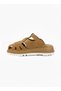 V26Yt-Z797 Brown Suede Leather Comfort Women's Daily Slippers - 4