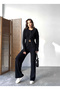 Women's Black Snap Detailed Cardigan and Trousers Two-Piece Knitwear Set (Size S/M) - 5
