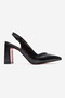 Women's Mirrored Open-Back Heeled Shoes Black Wrinkled - 2