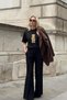 Women's Oversize T-Shirt Léo Bear Printed Black – 100% Cotton Compact Single Jersey 24/1 - 4