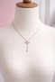 Sparkling Lucky Necklace with Angel Wings and Pink Heart Detail