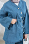 Women's Side Button Detail Waist Tie Jeans Set Blue - 5