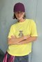 Women's Oversize T-Shirt Léo Bear Printed Yellow – 100% Cotton Compact Single Jersey 24/1 - 3