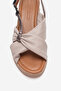 Women's Wedge Heel Sandals Real Leather Zy 8066 Gray/Bronze - 2