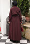 Plum Zippered Rubber Belted Dress - 5