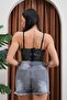Women's Anthracite Color Mini Denim Shorts - 4
