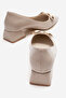 Women's Double Buckle Pointed Heeled Shoes; Beige Crinkled - 4