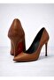 Red Sole Heeled Tan Stiletto Shoes - 2