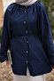Navy Blue Balloon Sleeve Belted Shirt - 3